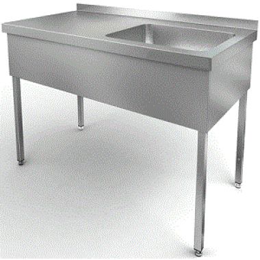 Стол производственный со встроенной моечной ванной 1300х700х850 СЗМ-7-2-30